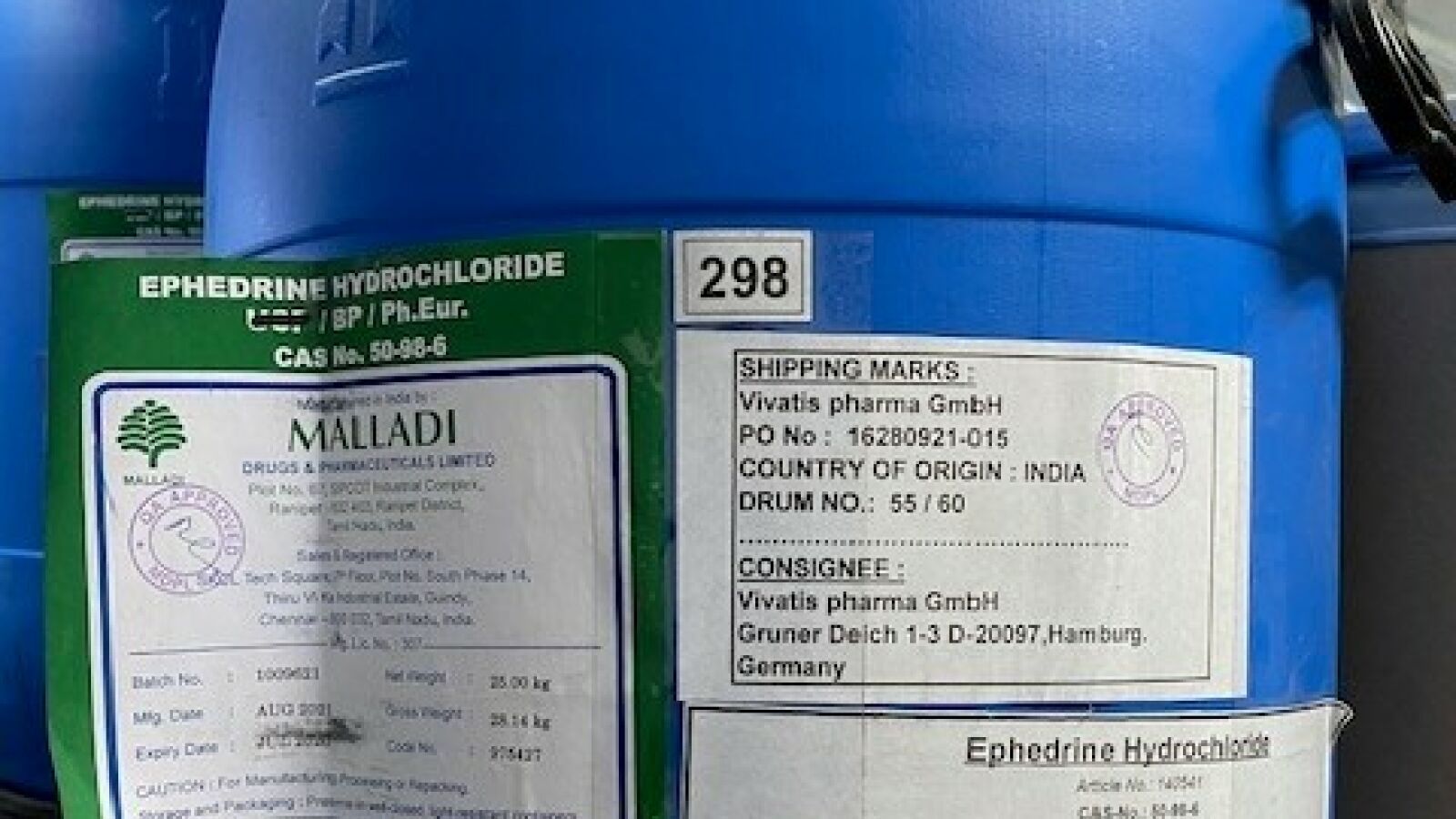 Efedrina clorhidrat lot 3 500 kg — imagine 2